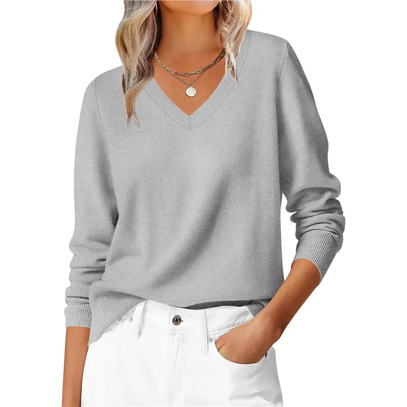 Athvotar Athvotar Autumn And Winter Leisure Jacket Classic Fashion Temperament Long-Sleeved V-Neck Large-Size Knitted Shirt