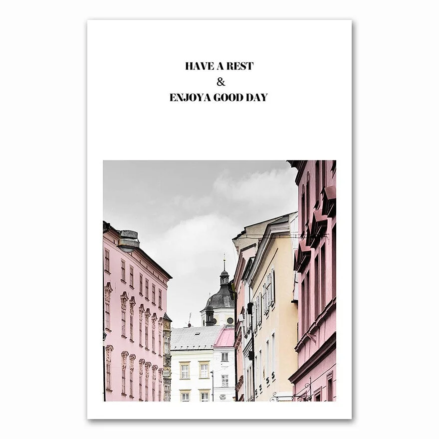 Eiffel Tower Girl Wall Art Canvas Fashion  Pink City Landscape Print Painting Nordic Decoration Picture Living Room Decor