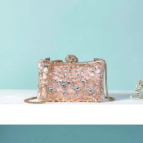 Rhinestone Pearls Beaded Clutch Purse Handbags-VESSFUL