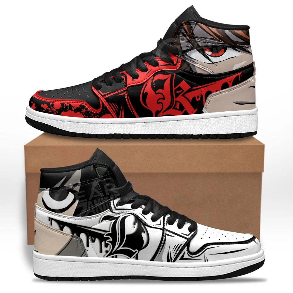 Kingofallstore - Anime Shoes Light Yagami and L Lawliet JD1 Shoes Custom Death Note Anime Sneakers Fan Gift Idea