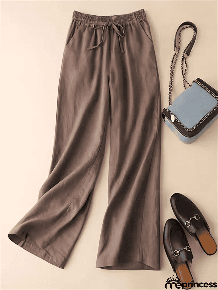 Leisure Linen High-Rise Oversized Pants for Women