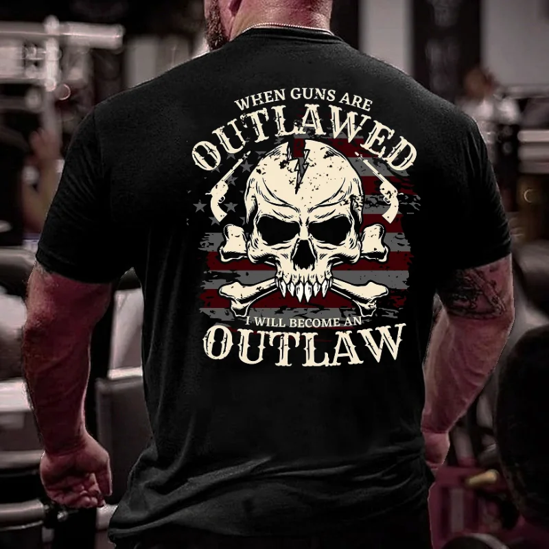 When Guns Are Outlawed I Will Become An Outlaw USA Flag Print Men's T-shirt ctolen