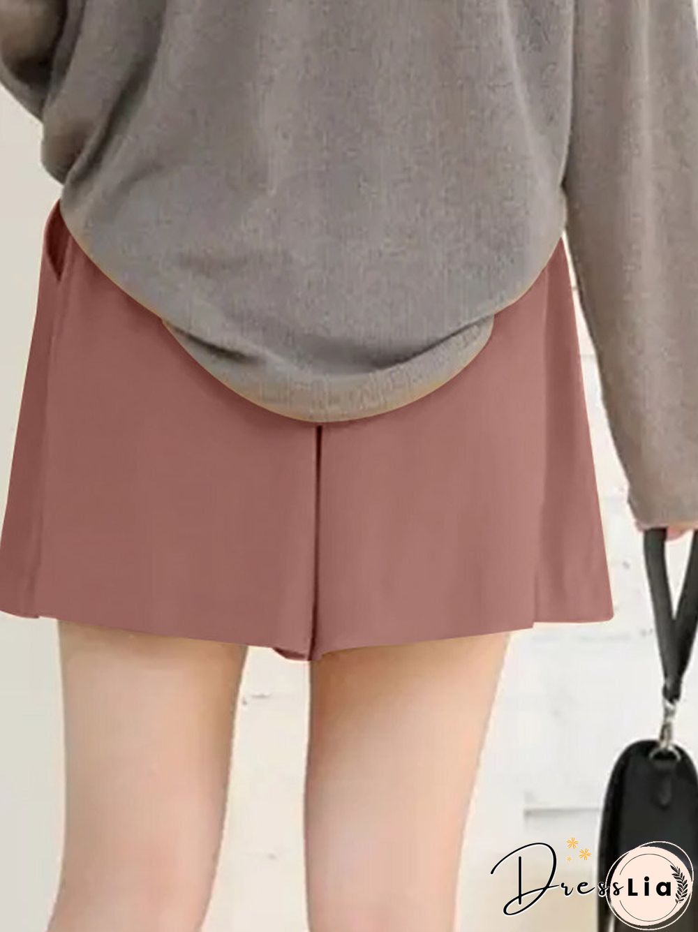 Casual Solid Pocket Wide Leg Shorts for Women