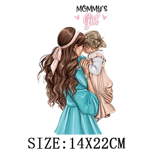 Mom&Baby Iron On Transfer For Woman Clothing DIY Washable Thermal Stickers On T-shirt Lovely Design Appliqued Patches On Clothes