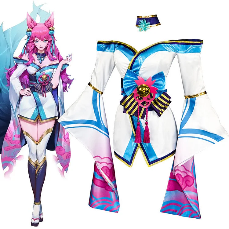 Spirit Blossom Ahri Cosplay League Of Legends Halloween Costume-elleschic