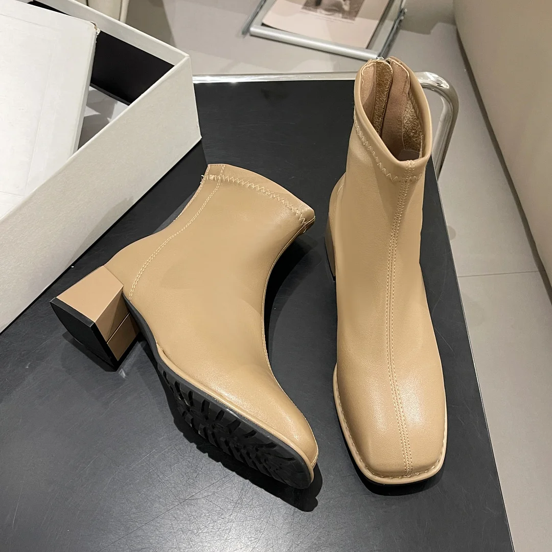 Yyvonne Boots Women's High-End Boots Spring And Autumn New Martin Boots Coarse And Korean Version Of Thin Boots After Zipper Single Boots