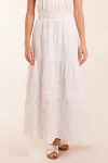 Wholesale White Maxi Skirt, Cotton Eyelet Skirt, Broderie Anglaise Vendor, Pintuck Summer Skirt, Boutique Resort Apparel