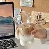 Cute Bear Glass Cup Cartoon Bear Shaped Coffee Mug Beverage Glasses (No Straw)
