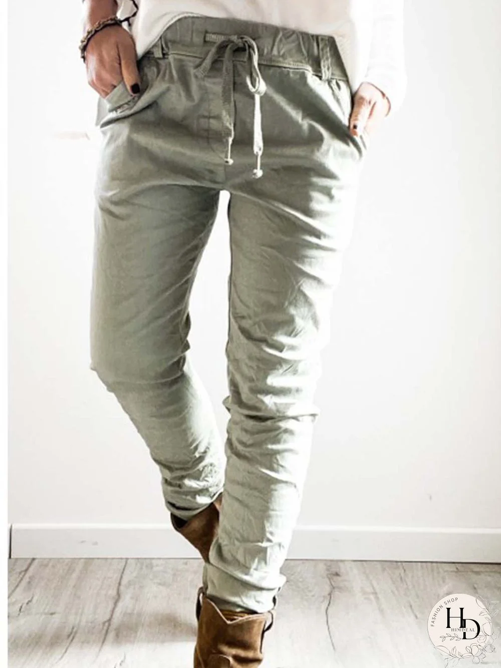 Cotton-Blend Drawstring Pants