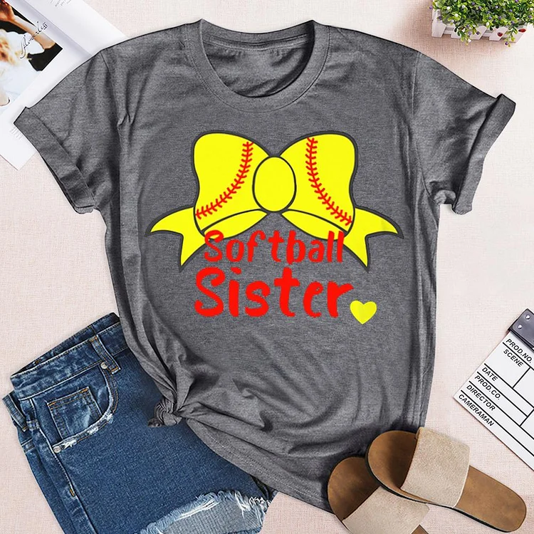 AL™ softball sister Bow  T-shirt Tee - 01671-Annaletters