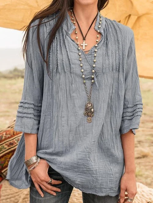 V-Neck Loose Blouse