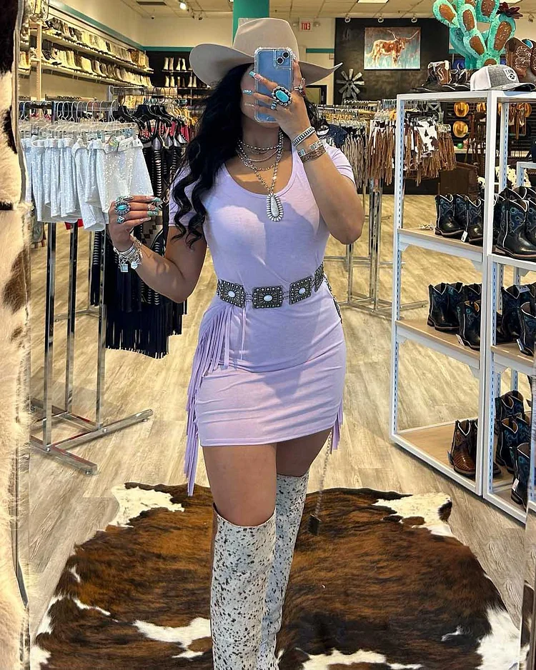 Cowgirl Short-sleeve Printed T-shirt Dress