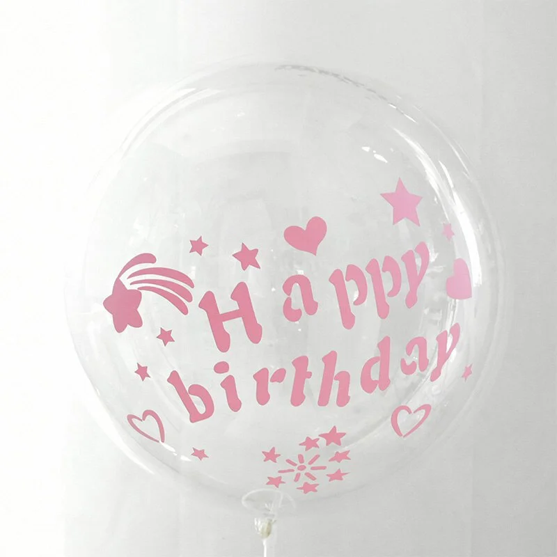 1Pc 20inch Transparent Balloon with Sticker Happy Birthday Balloons Helium Balloon Wedding Birthday Party Decoration Supplies