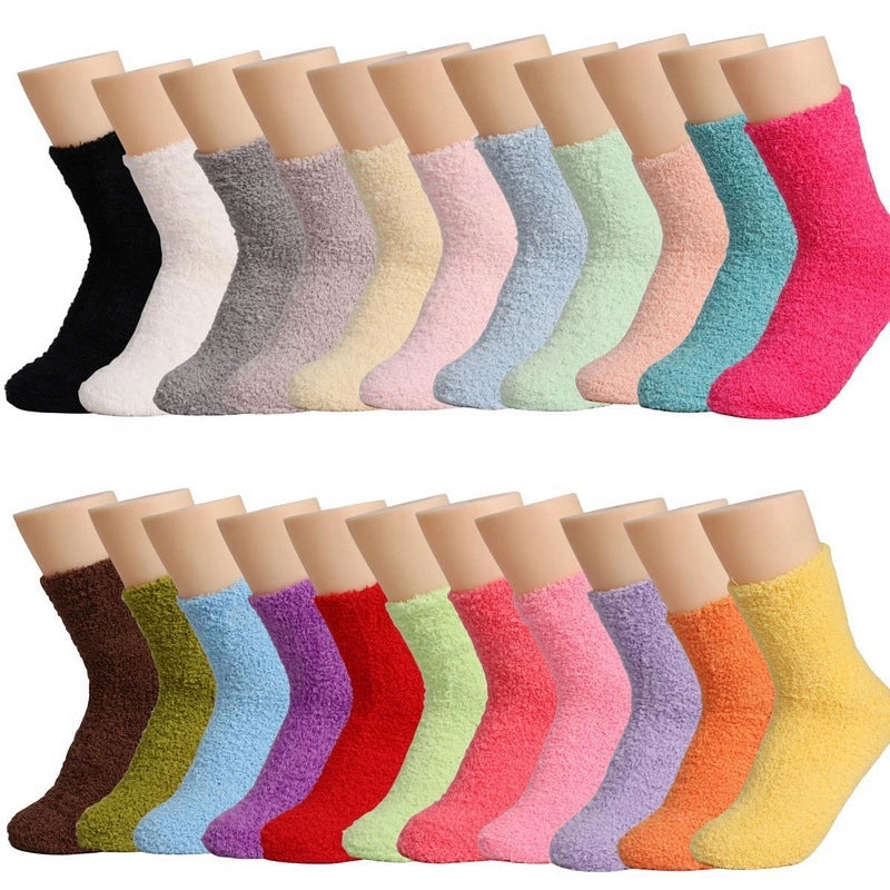 Coral Velvet Socks Women's Hot Carpet Velvet Socks Winter Solid Color Thickened Floor Sleeping Plush Socks