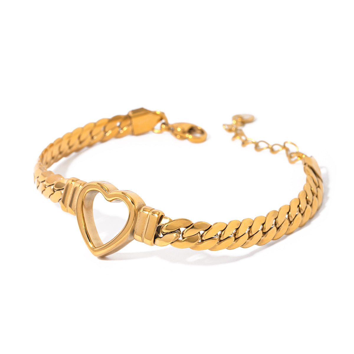 Unisex IG Style Heart Stainless Steel 18K Gold Plated Bracelets