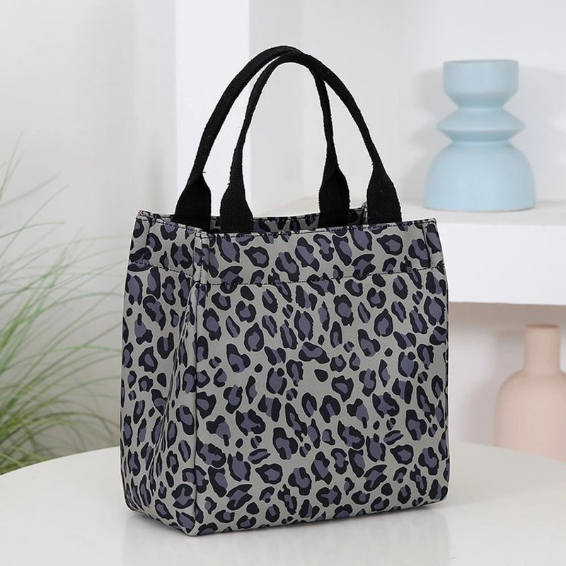 Women’s Denim Leopard Classic Style Square Zipper Tote Bag