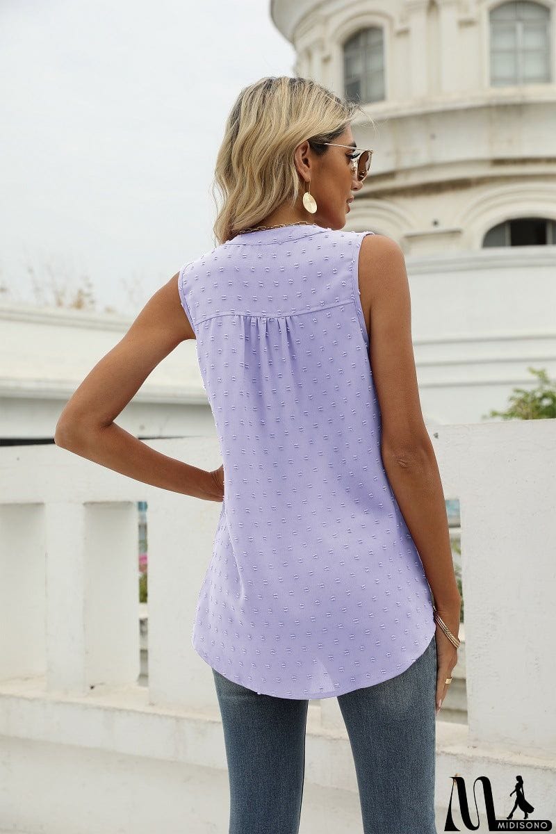 MidiSono - Swiss Dot Notched Neck Tank