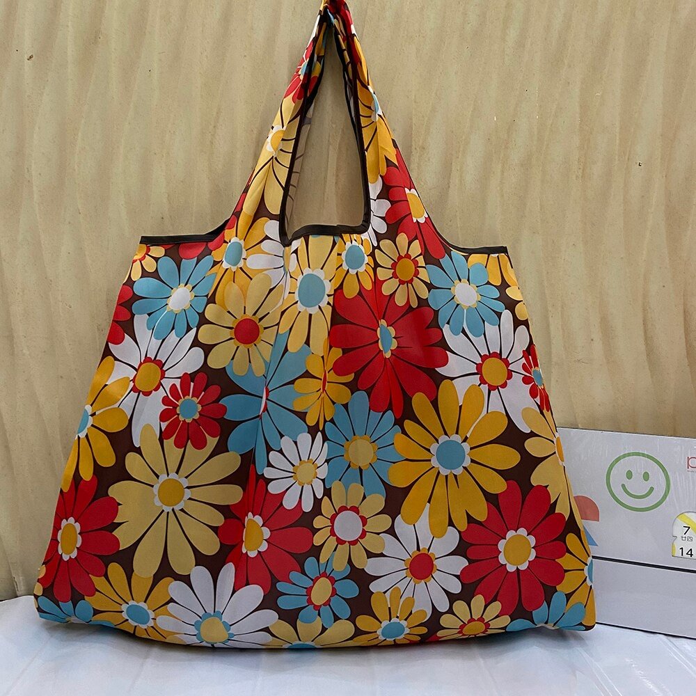 Large Reusable Grocery Shopping Bag Tote bag 50 Pounds XL Fashion Pocket Handbag Foldable Ladies Shoulder Bag Washable