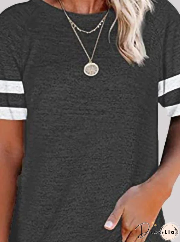 Casual Stitching Round Neck T-shirt