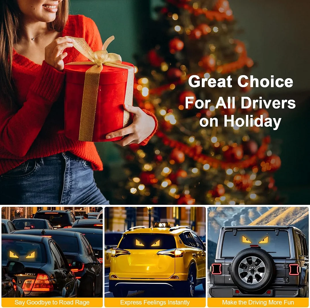 PIFOOG LED Devil Eyes Light for Car Window Demon Evil Eye Sign Lights Cars Back Windshield USB Road Rage Light up Flicker Signal Lighting Cool Fun Stuff Accessories Amber Yellow