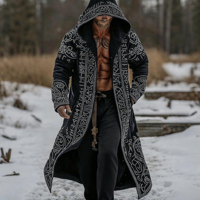 Men's Viking Celtic Knot Knit Hooded Cardigan elevenforest