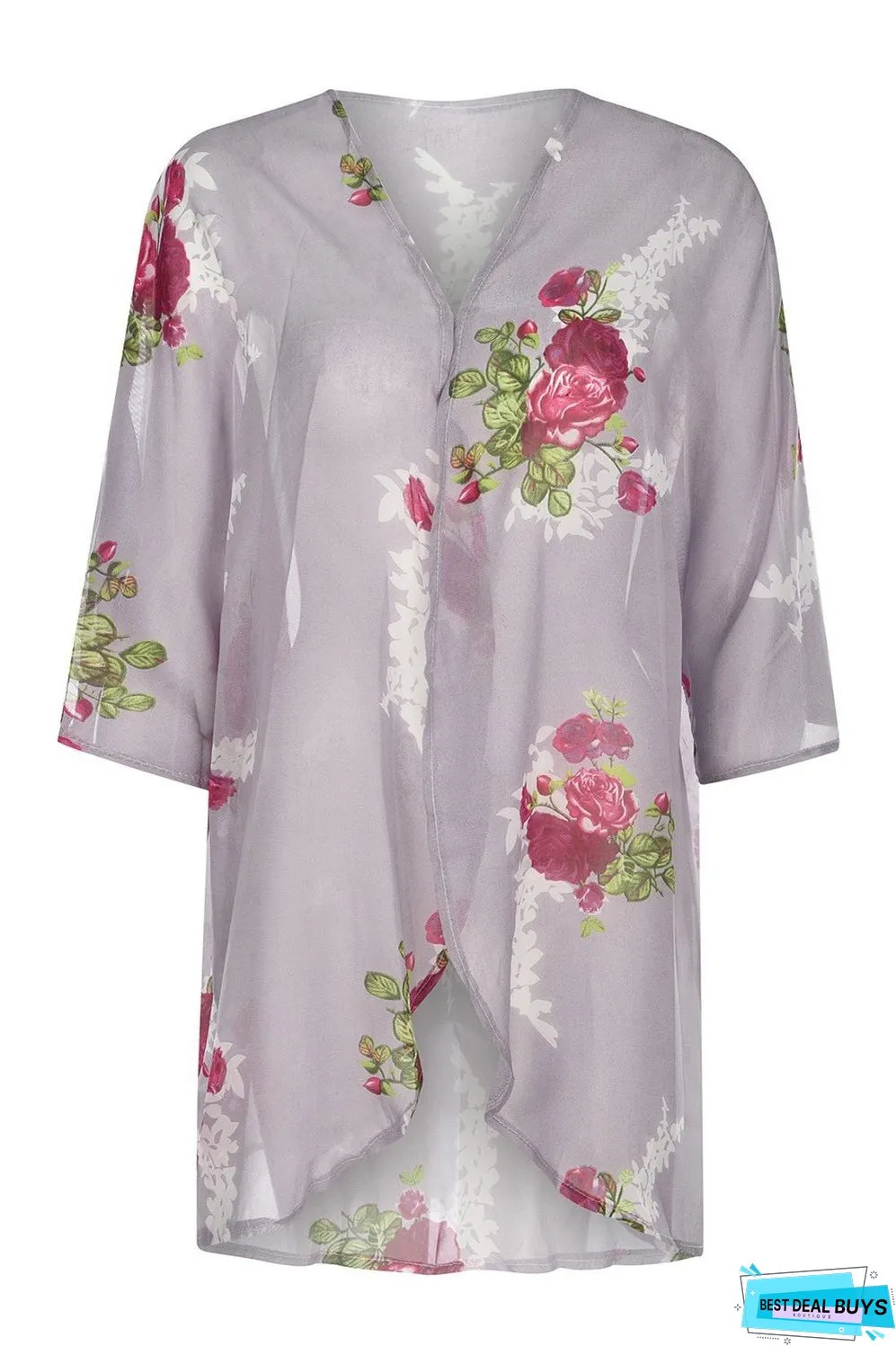 Open Front Half Sleeve Cover-Up