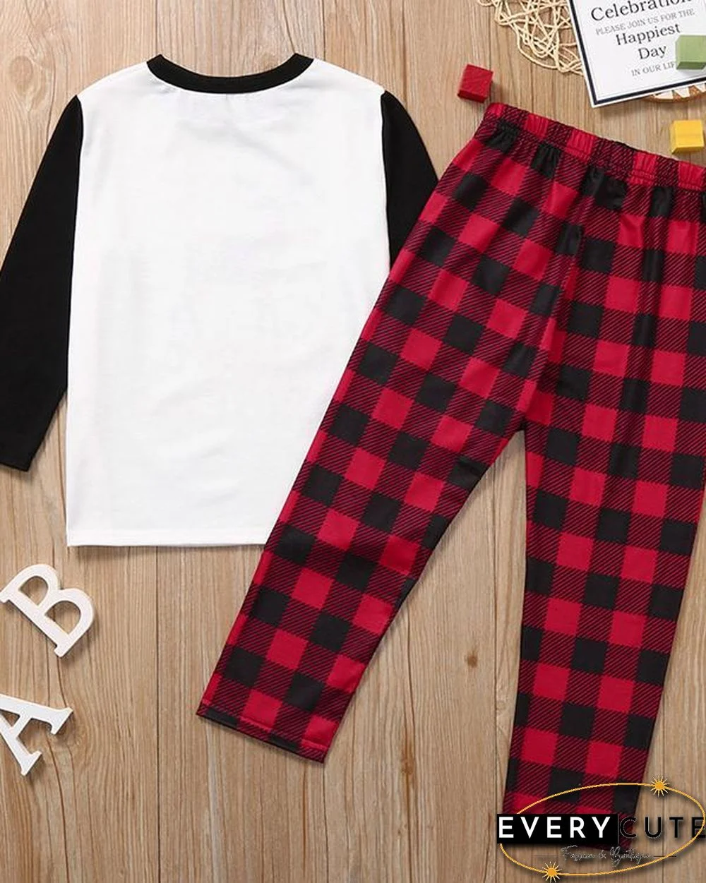 Kid's Cotton Elk Plaid Parent-Child Family Christmas Loungewear