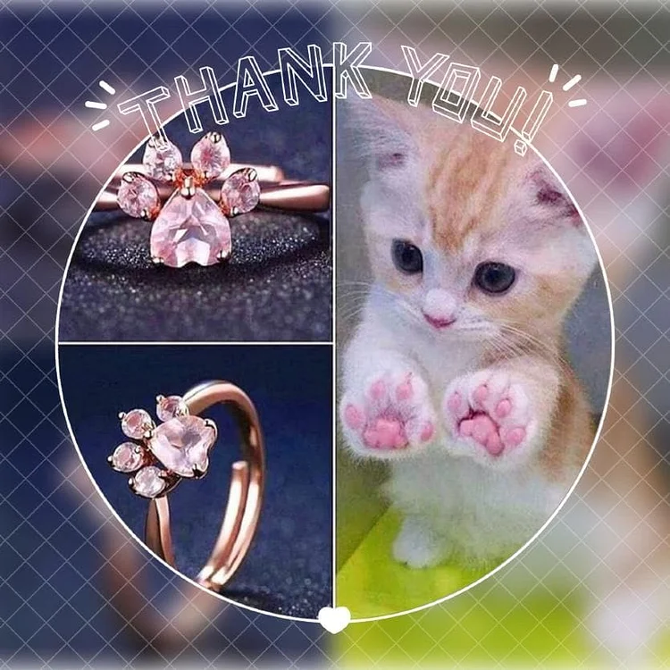 Sterling Silver Rose Gold Cat Paw Ring