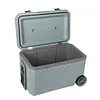 [US Local Warehouse] 70L White Cooler with Wheels Hard Shell Ice Chest Keep Food Warm Rolling Wheeled Camping Cooler for Beach Drink Beverage Picnic Fishing