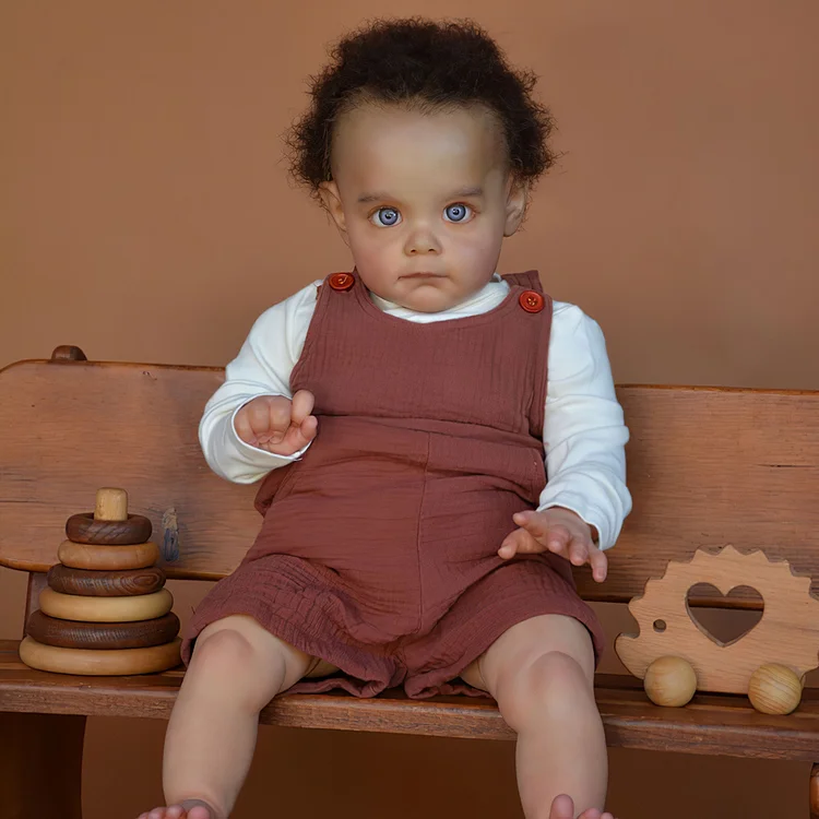 17" Cute Lifelike Asleep African American Reborn Baby Doll Wesdy,Gift for Kids