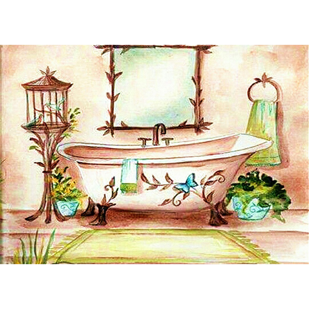 

40*30CM - Round Drill Diamond Painting - Bathtub, 501 Original