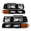 ADCARLIGHTS Headlight Assembly for 1999 2000 2001 2002 Chevy Silverado 1500 2500/1500HD 2500HD 3500/2000-2006 Tahoe/Suburban Black Housing Amber Reflector Pair