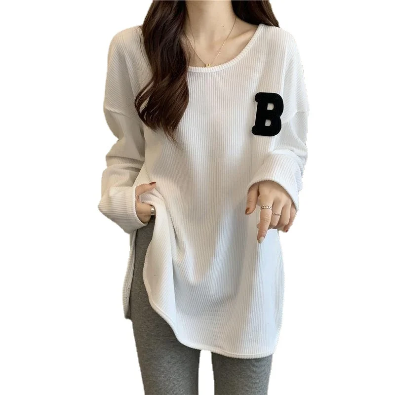 Uveng Uveng T-Shirt Women Spring And Autumn Winter 2023 New Loose Show Thin Foreign Style Versatile Embroidered Plus-Size Bottom Shirt Jacket