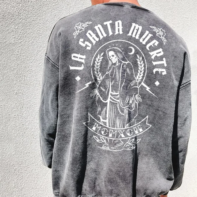 Santa Muerte skeleton designer punk sweatshirt -  