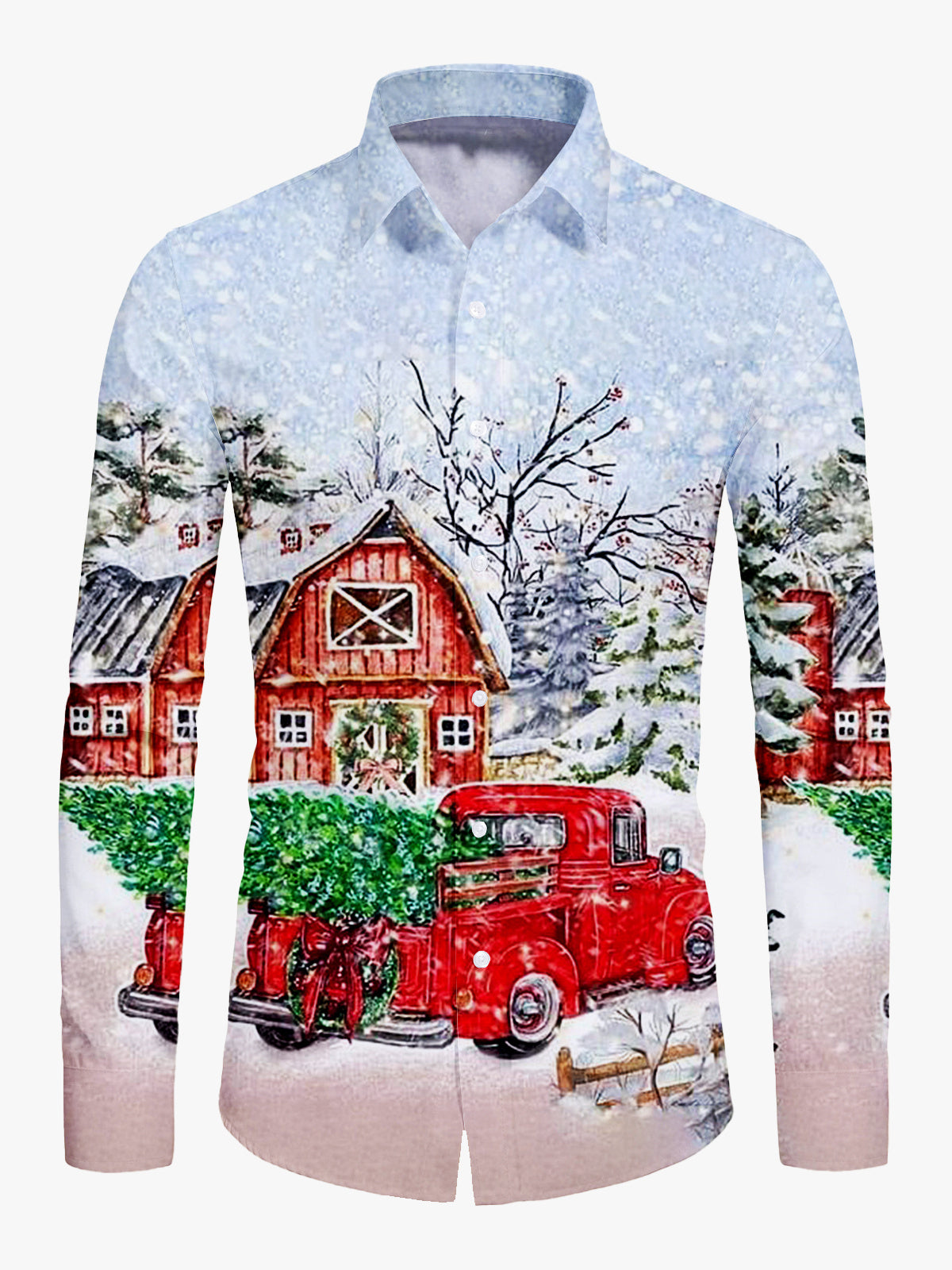 Men's Christmas Father's Gift Pattern Long Sleeve Shirt PLUSCLOTHESMAN