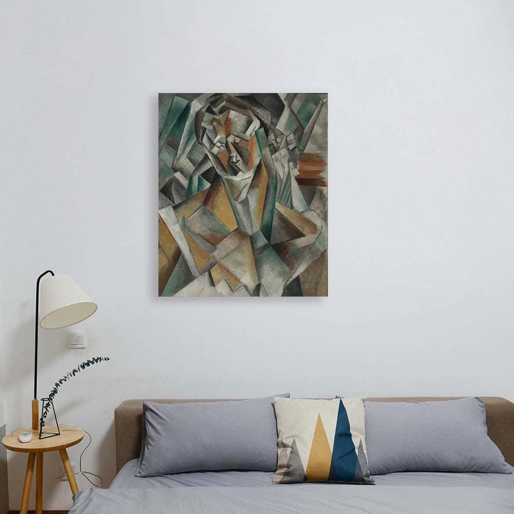 Pablo Picasso Femme Assise Abstract Painting Poster for Bathroom Art Reproduction, Canvas Prints Picture Canvas Wall Art for Living Room Decor Framed Wall Art(Framed,90x108cm,35 inch x43 inch ) 27,Framed