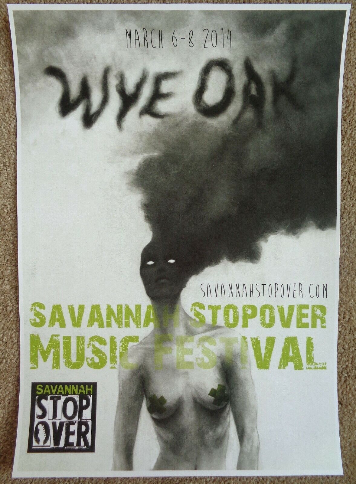 WYE OAK 2014 Gig POSTER Concert Savanna Georgia Stopover Music Festival