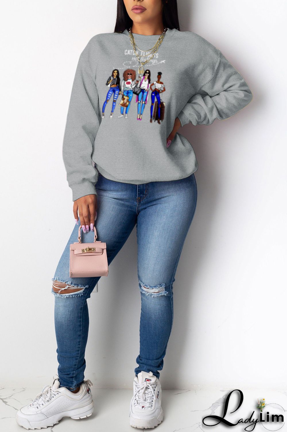 Yellow Fashion Street Print Patchwork O Neck Tops