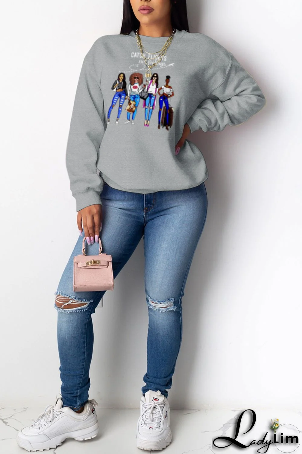 Yellow Fashion Street Print Patchwork O Neck Tops