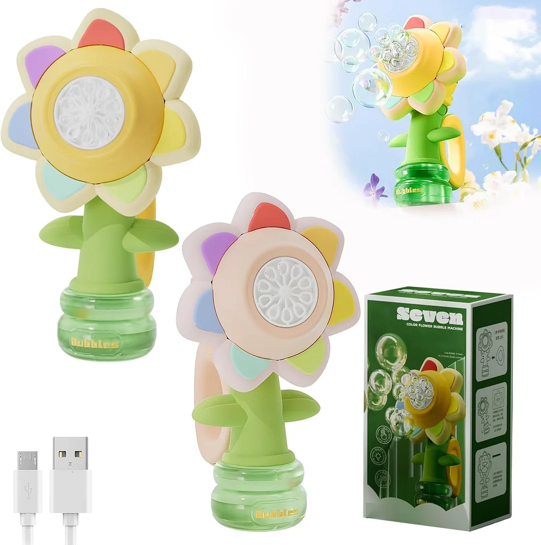 Sunflower Bubble Bath Toy, Flower Bubble Machine for Bath, Rechargeable Fun Swing Dance Bubbles Maker Machine Blower 