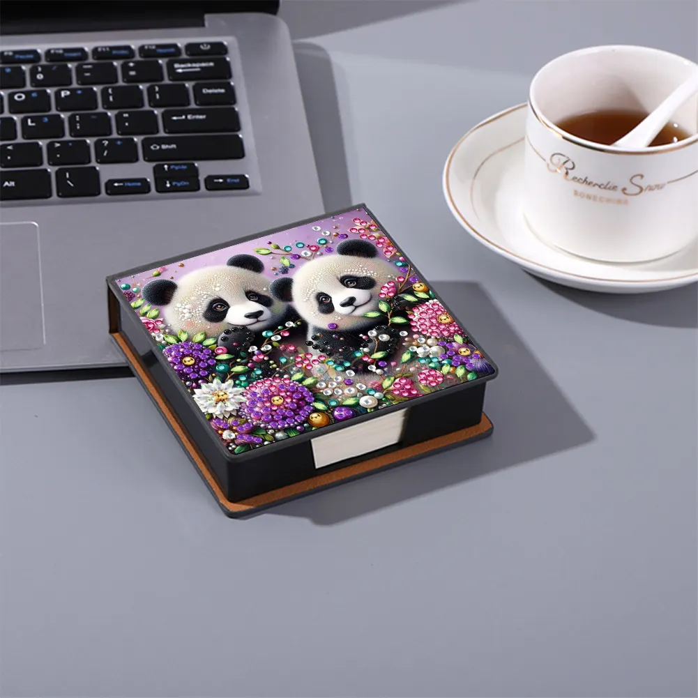 PU 5D Diamond Painting Kit Note Box DIY Diamond Art Notepad Box (Panda)