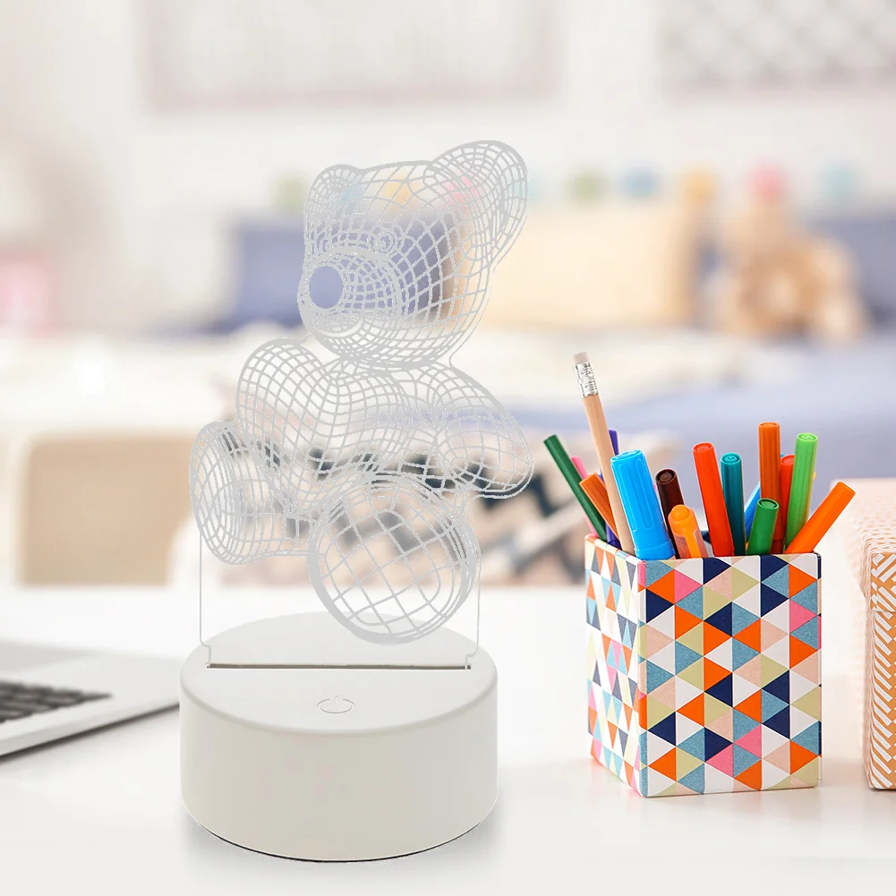 USB 3D LED Bedside Night Light Romantic Love Acrylic Desktop Table Lamp (A)