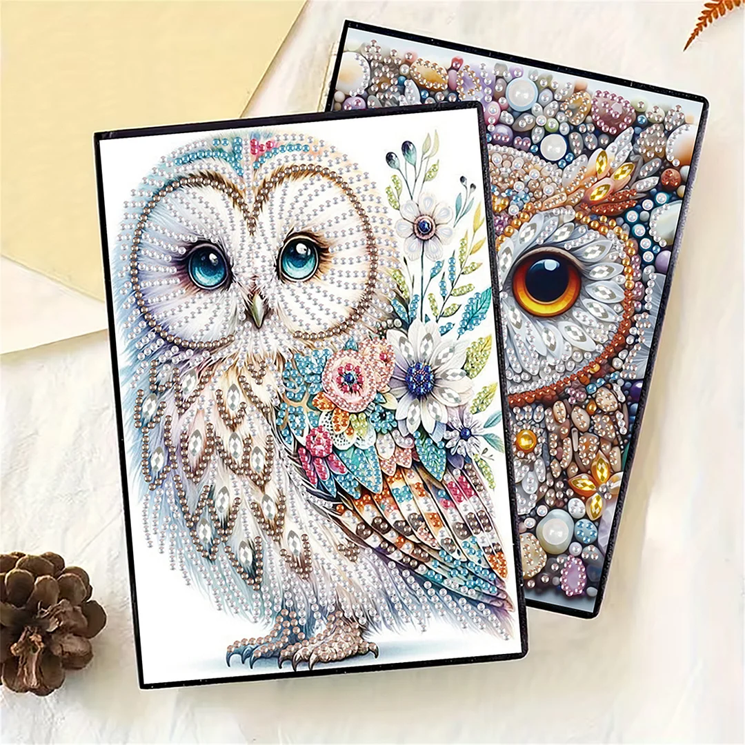 2pcs Owl Partial DIY 50 Pages A5 Diamond Painting Notebook for Study Drawing