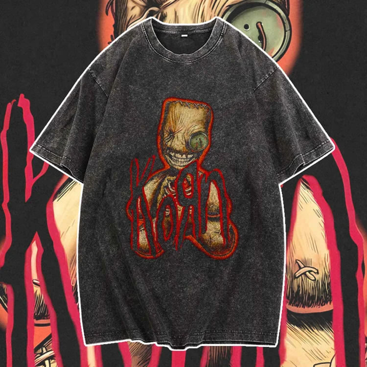 Davidhawaii100% Cotton Casual Mens Vintage Horror Cartoon Rock Street T-Shirt - 100% Cotton