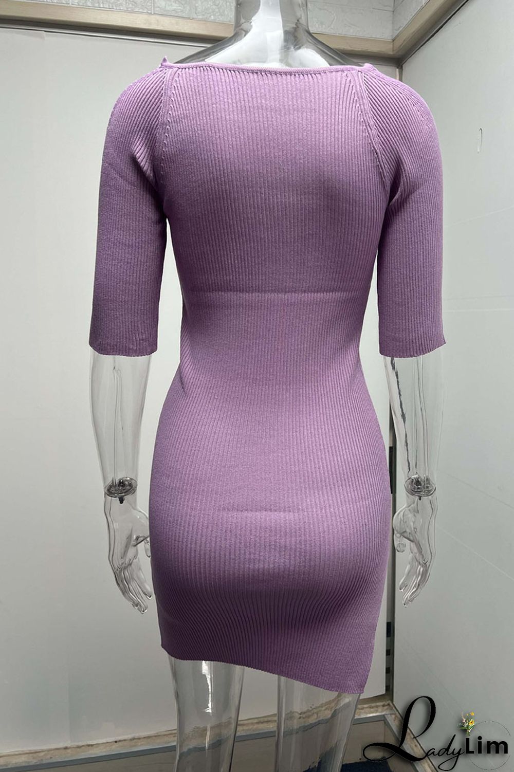 Grey Sexy Solid Patchwork U Neck Pencil Skirt Dresses