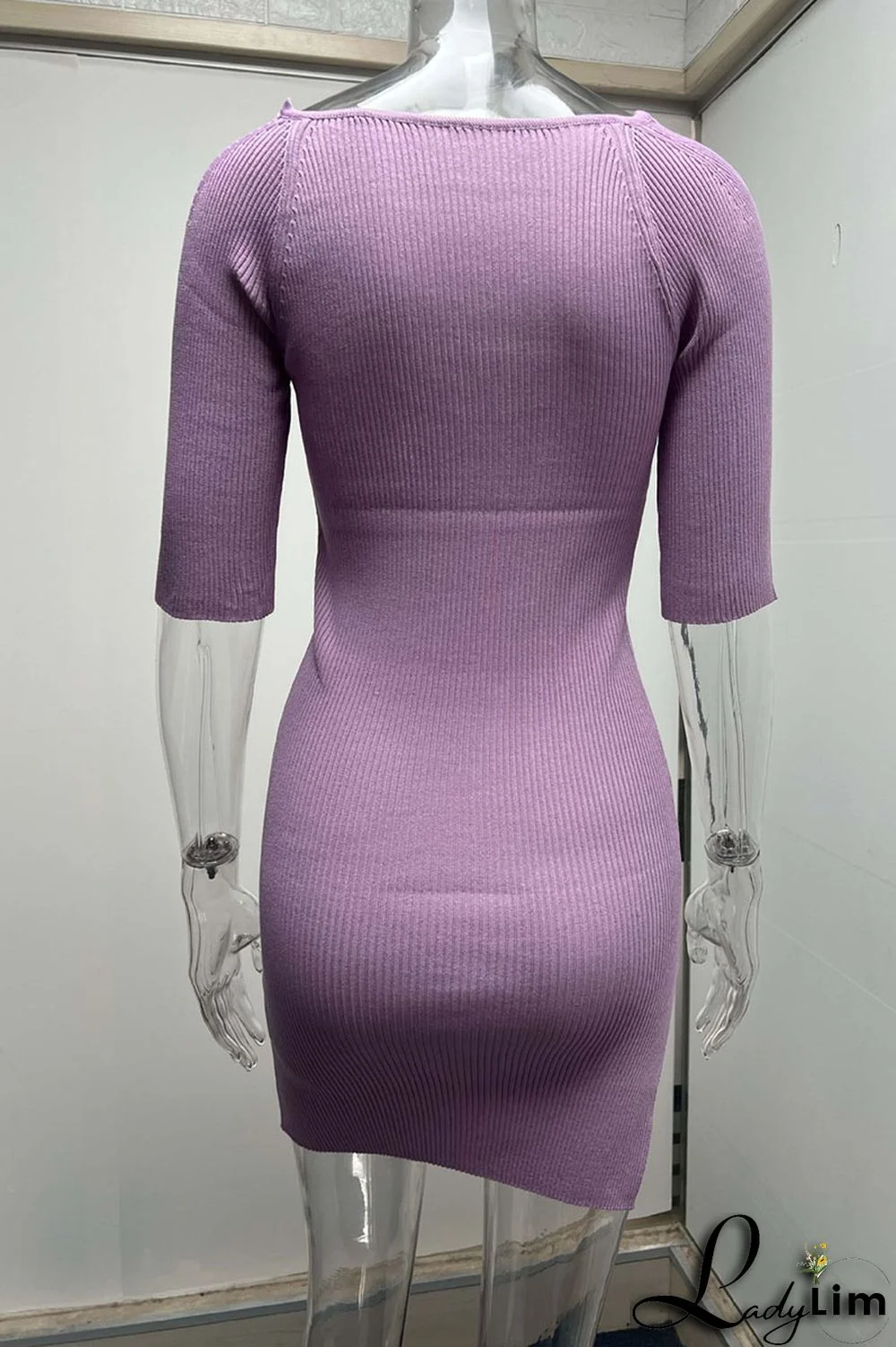 Grey Sexy Solid Patchwork U Neck Pencil Skirt Dresses