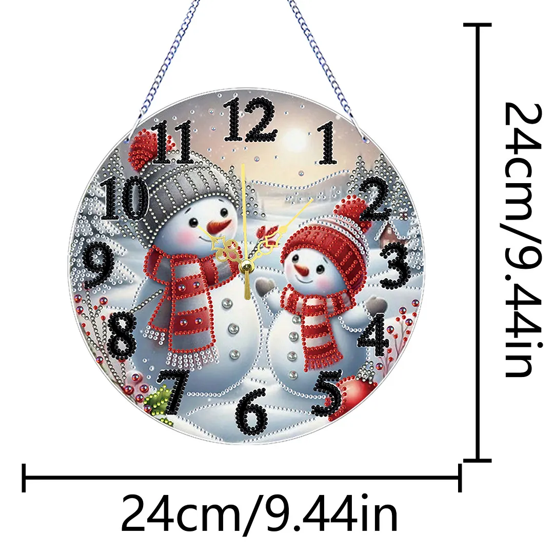 2D Flat DIY Xmas Diamond Painting Ornament with Clock Function Creative Craft