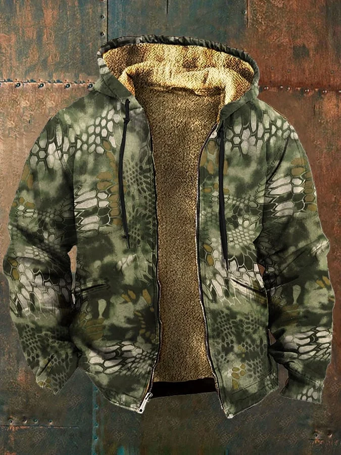 Men's Vintage Camouflage Fleece Zipper Jacket