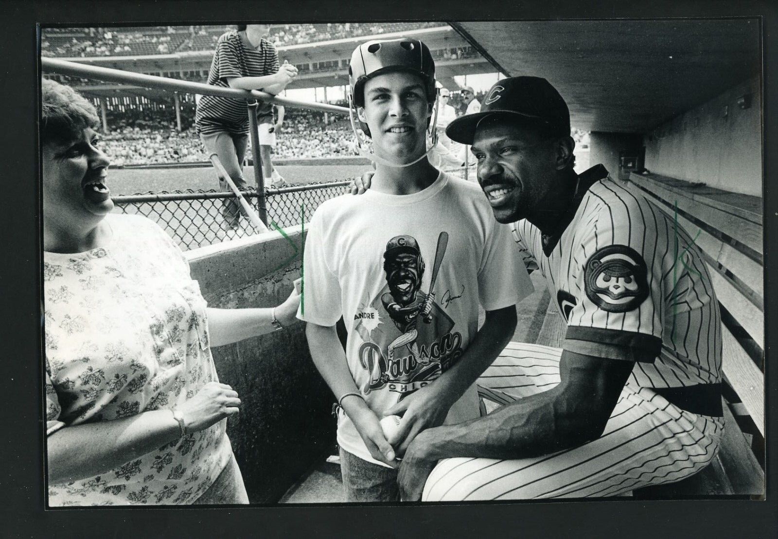 Andre Dawson hosts ill super fan Scott Littrel 1989 Press Photo Poster painting Chicago Cubs