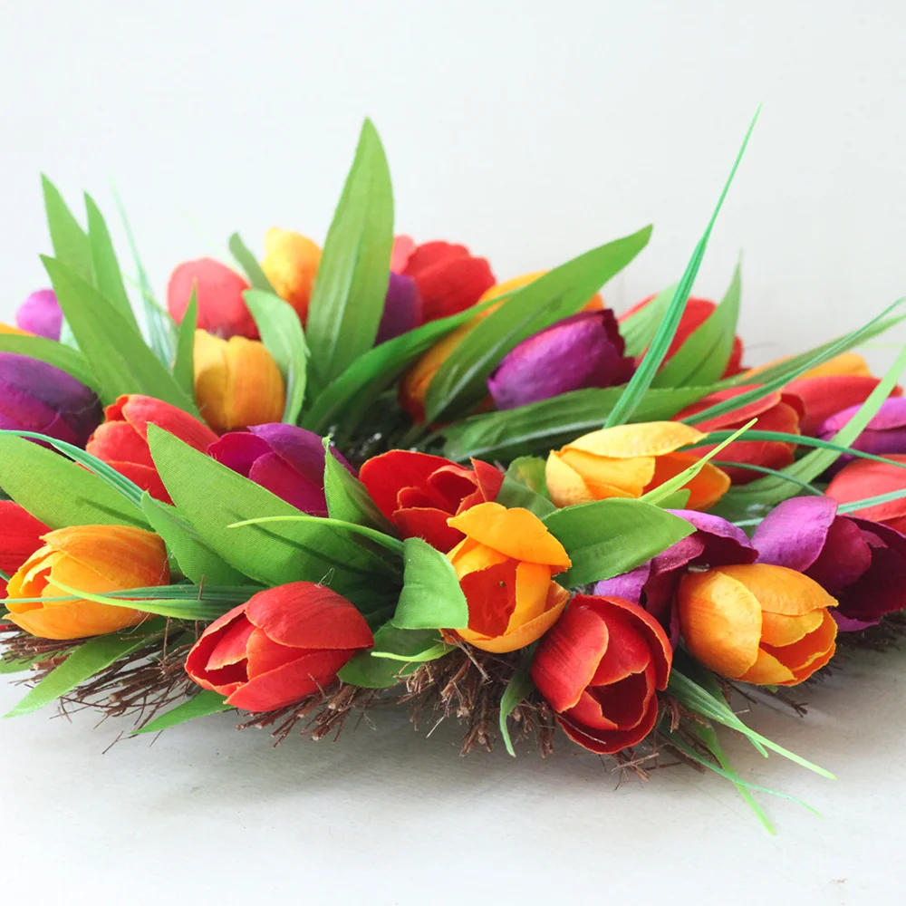 Spring Simulation Tulip Wreath Holiday Decoration